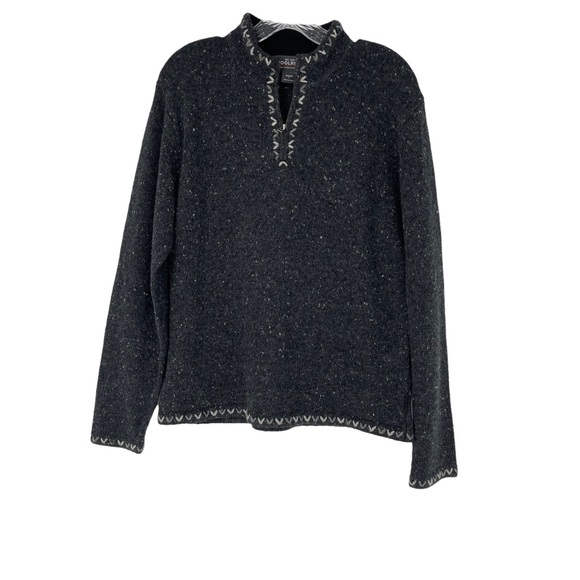 Woolrich Sweaters - NWT Woolrich Sweater Large Speckled Dk Gray Pullover V-Neck 1/4 Zip Wool Blend